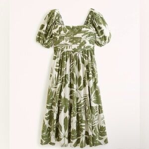 Abercrombie & Fitch Green and White Midi Dress
